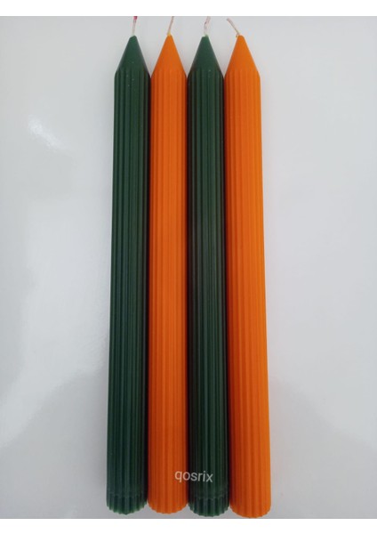 Yılbaşı Özel Serisi 4'lü Turuncu Yeşil Şamdan Doğal Kokulu Soya Mumu Yeni Yıl Noel Uzun Çubuk Konik Mum fiyatları