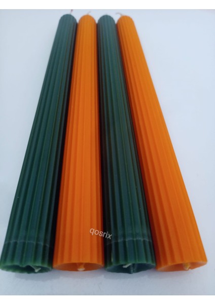 Yılbaşı Özel Serisi 4'lü Turuncu Yeşil Şamdan Doğal Kokulu Soya Mumu Yeni Yıl Noel Uzun Çubuk Konik Mum modelleri