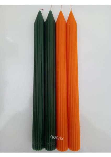 Yılbaşı Özel Serisi 4'lü Turuncu Yeşil Şamdan Doğal Kokulu Soya Mumu Yeni Yıl Noel Uzun Çubuk Konik Mum fırsatları