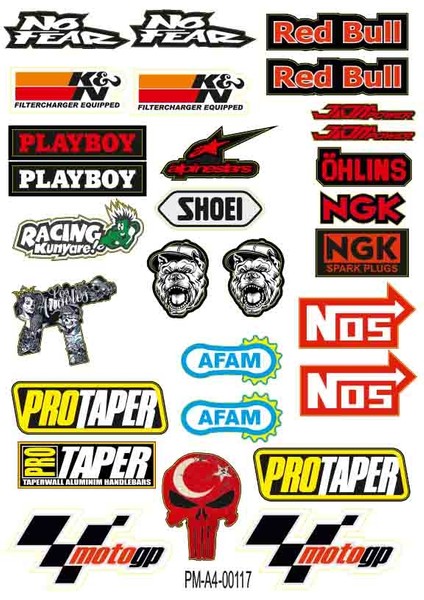 Nofear Karışık Sponsor Ekipman Kask Motorsiklet Sticker Seti 01