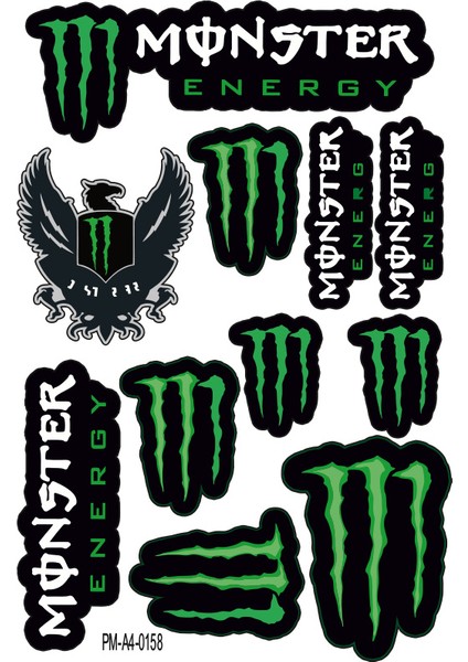 Monster Energy Tasarımlı Ekipman Kask Motorsiklet Sticker Seti 02