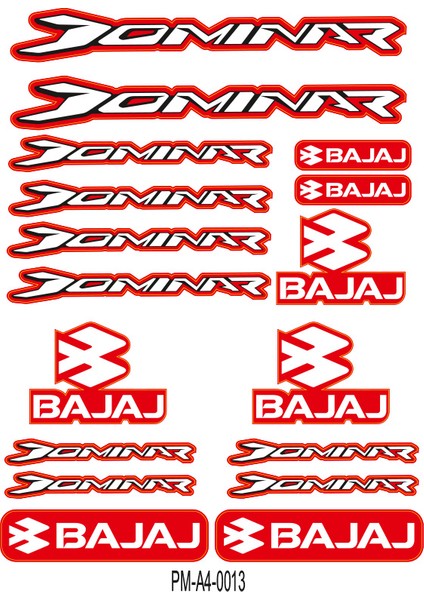 Dominar Bajaj Motosiklet Çoklu Sticker Seti 09
