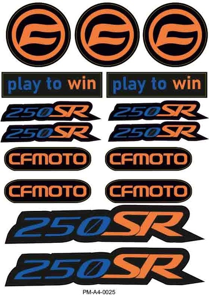 Cfmoto 250SR Motosiklet Çoklu Sticker Seti 04