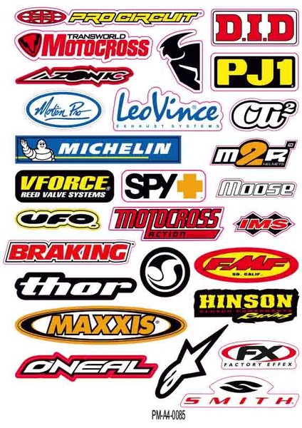 Karışık Çoklu Ekipman Kask Motorsiklet Sticker Seti 02