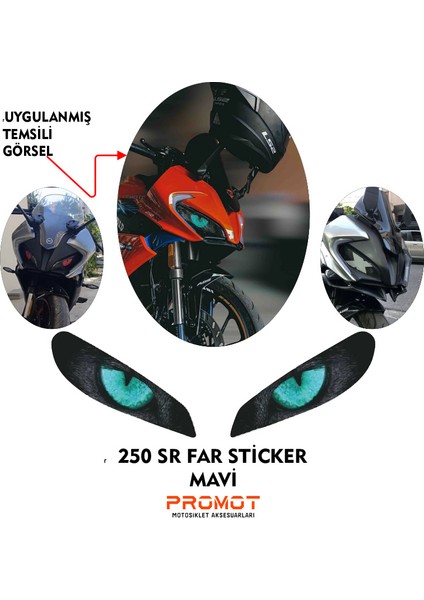 Cfmoto 250 Sr Uyumlu Far Kaplama Sticker Mavi