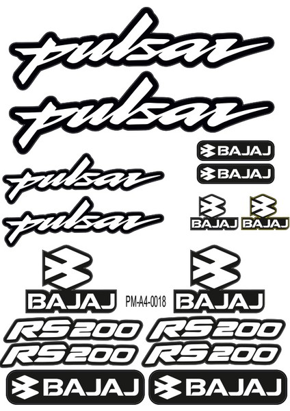 Pulsar RS200 Bajaj Motosiklet Çoklu Sticker Seti 01