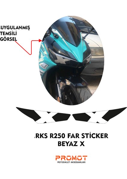 Rks R250 Uyumlu Far Kaplama Sticker Beyaz x 2023/24