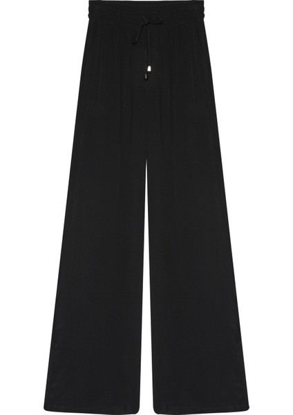 Beli Lastikli Bol Paça Pantolon Siyah