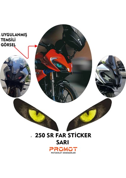 Cfmoto 250 Sr Uyumlu Far Kaplama Sticker Sarı