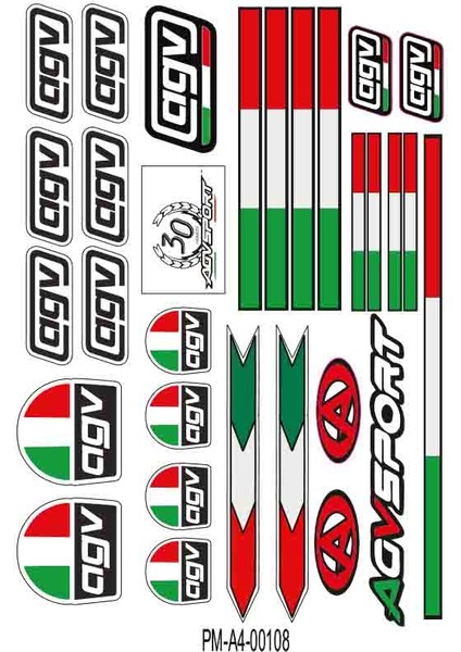 Agv Sport Ekipman Kask Motorsiklet Sticker Seti 01