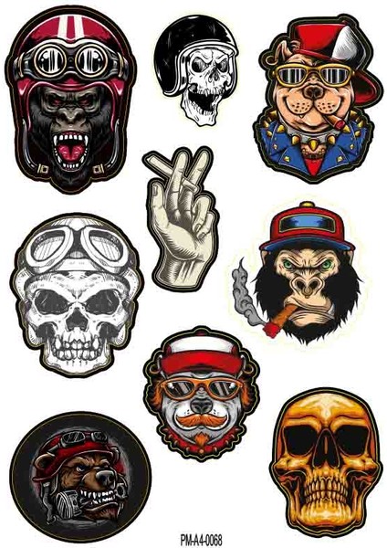 Trend Karışık Ekipman Kask Motorsiklet Sticker Seti 02