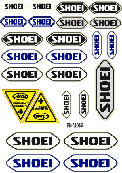 Shoeı Tasarımlı Ekipman Kask Motorsiklet Sticker Seti 01