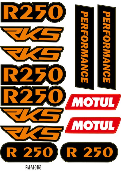 Rks R250 Tasarımlı Ekipman Kask Motorsiklet Sticker Seti 04