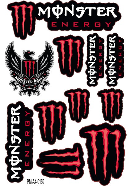 Monster Energy Tasarımlı Ekipman Kask Motorsiklet Sticker Seti 03