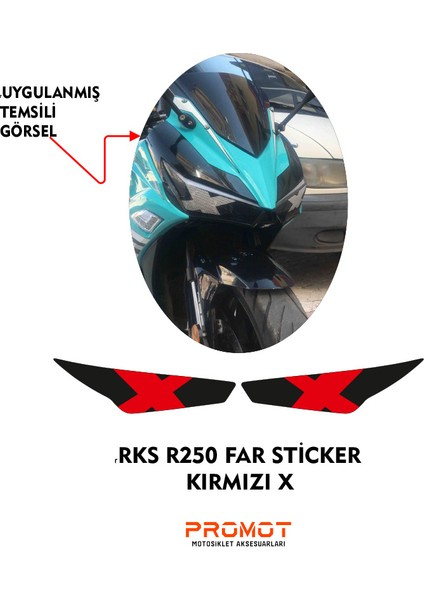 Rks R250 Uyumlu Far Kaplama Sticker Kırmızı x 2023/24