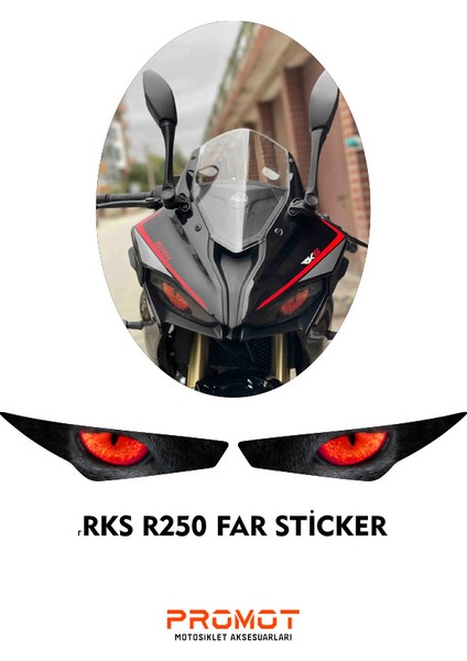 Rks R250 Uyumlu Far Kaplama Sticker Kırmızı 2023/24