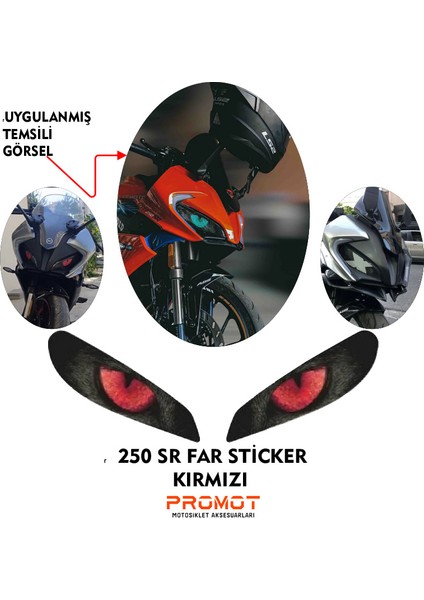 Cfmoto 250 Sr Uyumlu Far Kaplama Sticker Kırmızı