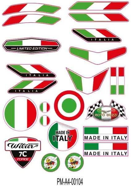 Sponsor Italy Ekipman Kask Motorsiklet Sticker Seti 001