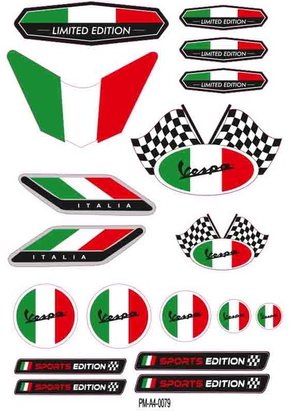 Vespa Agv Ekipman Kask Motorsiklet Sticker Seti 02