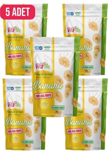 Freeze Dried Banana 25 gr Dondurularak Kurutulmuş Çıtır Muz Atıştırmalık 5 Adet