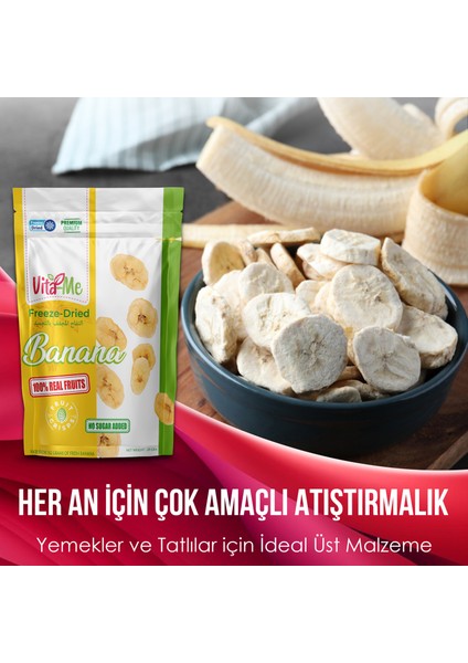 Freeze Dried Banana 25 gr Dondurularak Kurutulmuş Çıtır Muz Atıştırmalık 5 Adet