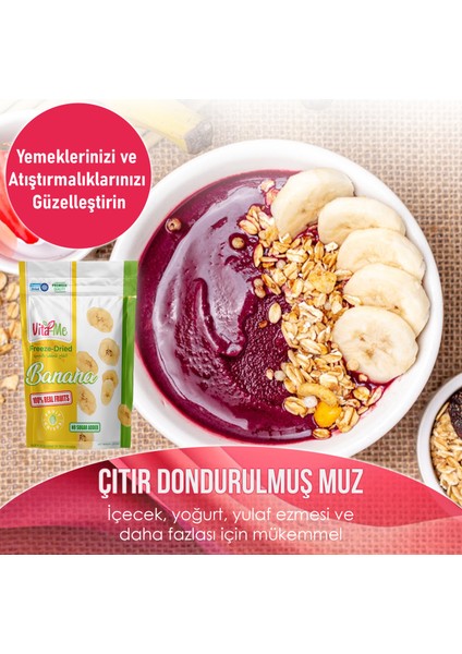 Freeze Dried Banana 25 gr Dondurularak Kurutulmuş Çıtır Muz Atıştırmalık 5 Adet