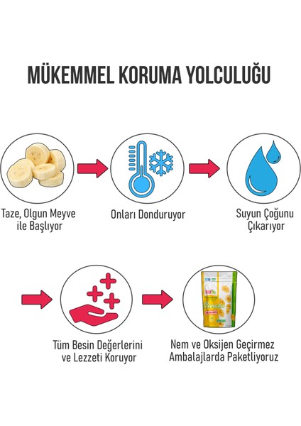 Freeze Dried Banana 25 gr Dondurularak Kurutulmuş Çıtır Muz Atıştırmalık 5 Adet