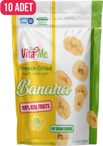 Freeze Dried Banana 25 gr Dondurularak Kurutulmuş Çıtır Muz Atıştırmalık 10 Adet