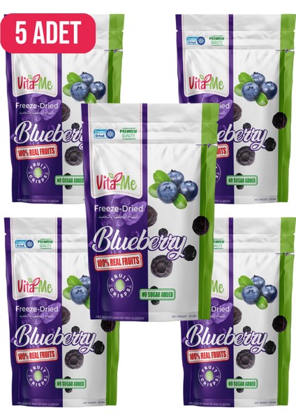 Freeze Dried Blueberry 20 gr Dondurularak Kurutulmuş Çıtır Yaban Mersini Atıştırmalık 5 Adet