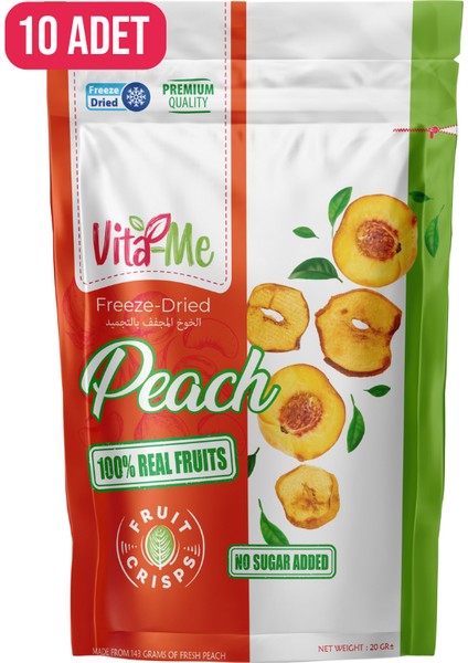Freeze Dried Peach 20 gr Dondurularak Kurutulmuş Çıtır Şeftali Atıştırmalık 10 Adet