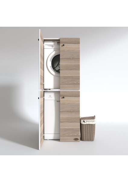 Kenzlife çamaşır-bulaşık makinesi dolabı kapaklı roksana crd 180*70*60 banyo çift katlı arkalıksız fiyatları