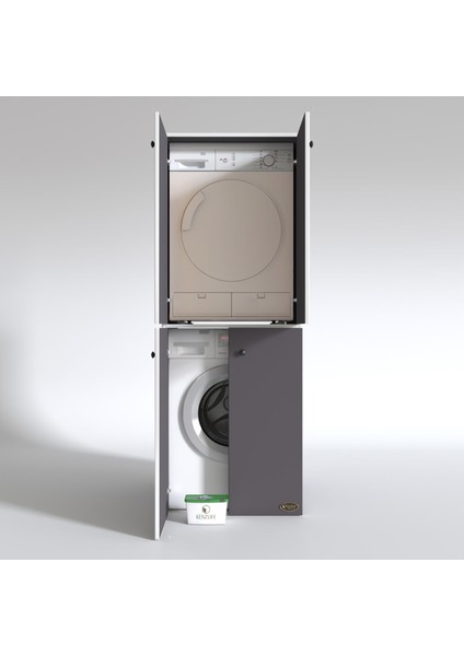 Kenzlife çamaşır-kurutma makinesi dolabı kapaklı jelena gri 180*70*60 banyo çift katlı arkalıksız fiyatları