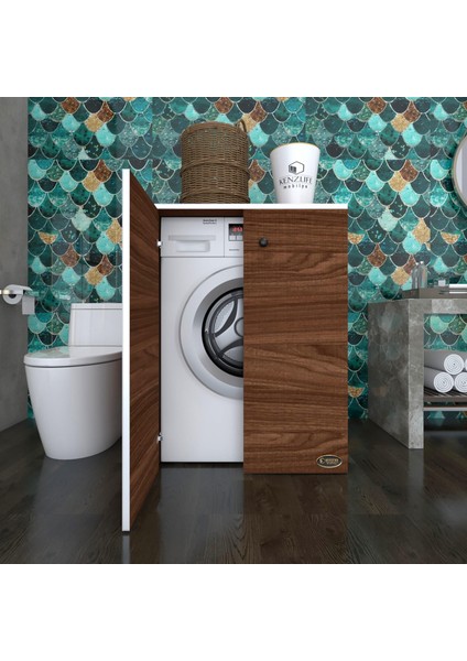 Kenzlife çamaşır makinesi dolabı kapaklı tatyana cvz 90*70*60 banyo ofis kapaklı arkalıksız