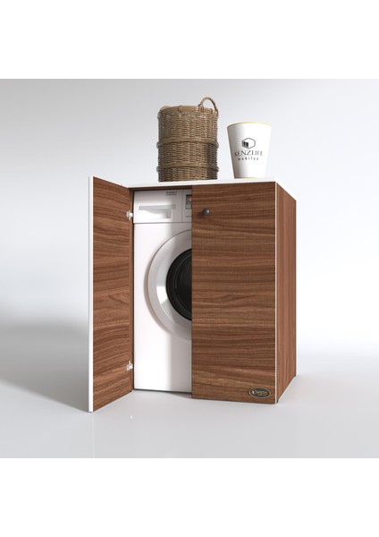 Kenzlife çamaşır makinesi dolabı kapaklı tatyana cvz 90*70*60 banyo ofis kapaklı arkalıksız
