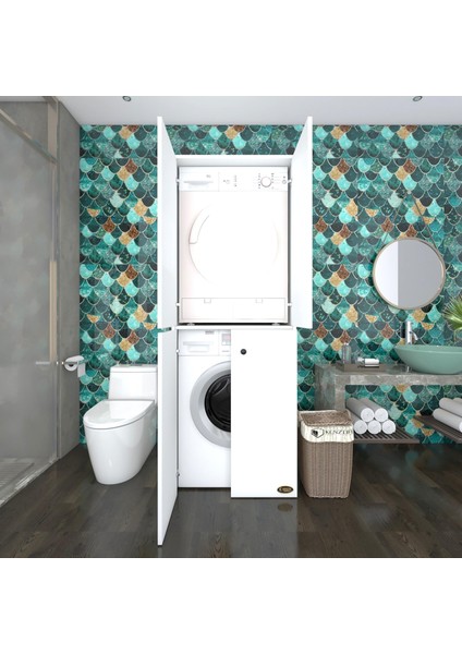 Kenzlife  çamaşır-kurutma makinesi dolabı kapaklı jelena byz 180x70x60 banyo çift katlı