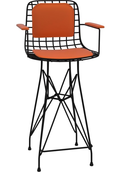 Knsz orta boy tel bar sandalyesi 1 li mağrur syhtrn kolçaklı sırt minderli 65 cm oturma yüksekliği mutfak bahçe cafe ofis fiyatları