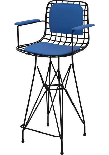 Knsz orta boy tel bar sandalyesi 1 li mağrur syhmvi kolçaklı sırt minderli 65 cm oturma yüksekliği mutfak bahçe cafe ofis