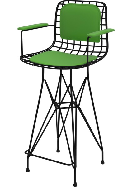 Knsz orta boy tel bar sandalyesi 1 li mağrur syhyşl kolçaklı sırt minderli 65 cm oturma yüksekliği mutfak bahçe cafe ofis