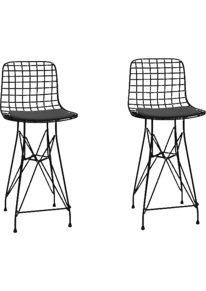 Knsz orta boy tel bar sandalyesi 2 li mağrur syhsyh 65 cm oturma yüksekliği mutfak bahçe cafe ofis