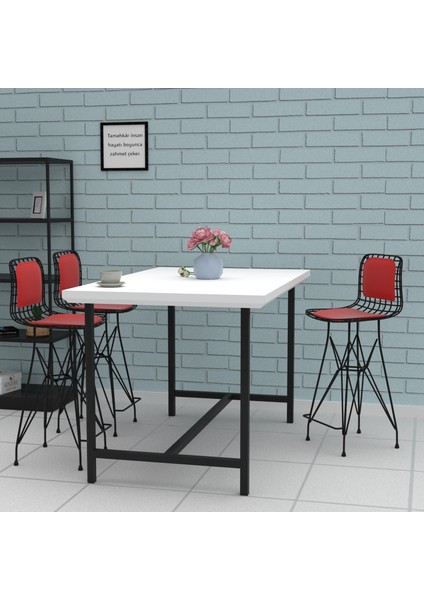 Knsz orta boy tel bar sandalyesi 1 li mağrur syhkrm sırt minderli 65 cm oturma yüksekliği mutfak bahçe cafe ofis