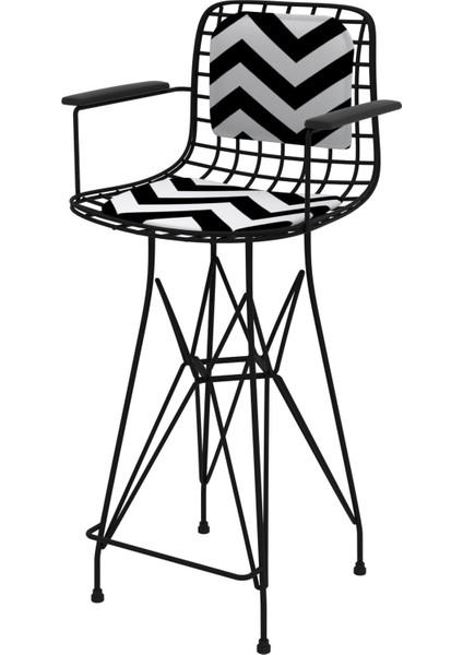 Knsz orta boy tel bar sandalyesi 1 li mağrur syhaldo kolçaklı sırt minderli 65 cm oturma yüksekliği mutfak bahçe cafe ofis