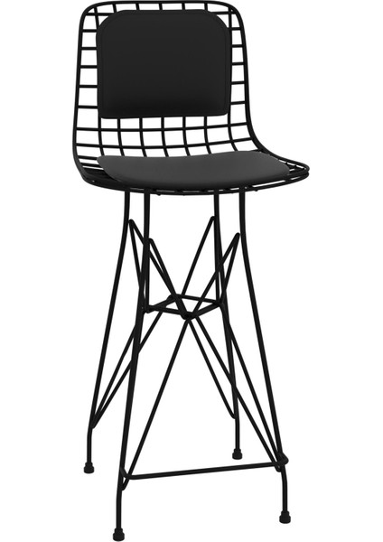 Knsz orta boy tel bar sandalyesi 1 li mağrur syhsyh sırt minderli 65 cm oturma yüksekliği mutfak bahçe cafe ofis modelleri