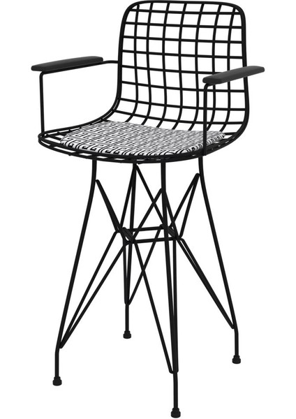 Knsz ufak boy tel bar sandalyesi 1 li uslu syhtalen kolçaklı 55 cm oturma yüksekliği mutfak bahçe cafe ofis