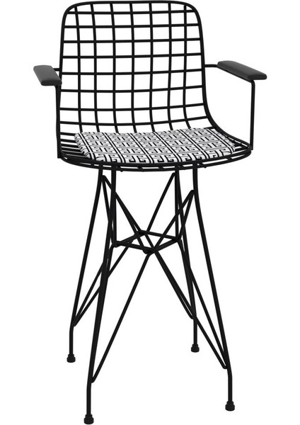 Knsz ufak boy tel bar sandalyesi 1 li uslu syhtalen kolçaklı 55 cm oturma yüksekliği mutfak bahçe cafe ofis modelleri