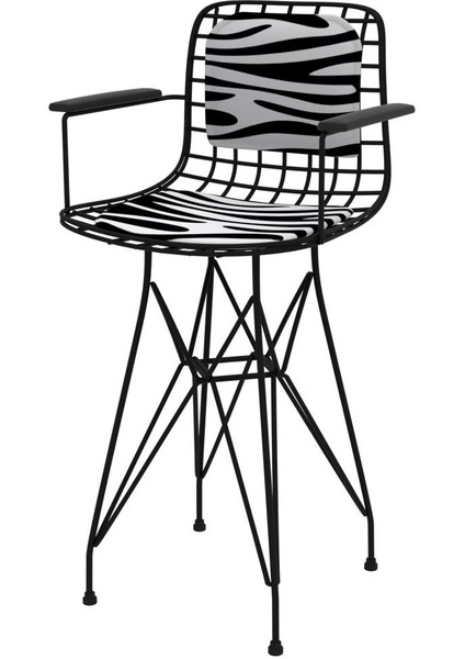 Knsz ufak boy tel bar sandalyesi 1 li uslu syhbonar kolçaklı sırt minderli 55 cm oturma yüksekliği mutfak bahçe cafe ofis