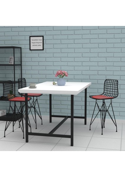 Knsz ufak boy tel bar sandalyesi 1 li uslu syhkrm 55 cm oturma yüksekliği mutfak bahçe cafe ofis