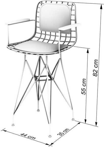 Knsz ufak boy tel bar sandalyesi 1 li uslu syhbyz 55 cm oturma yüksekliği mutfak bahçe cafe ofis fiyatları