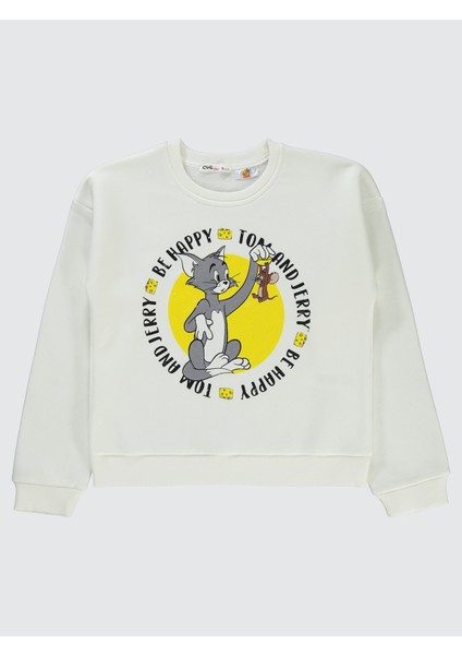 Tom And Jerry Kız Çocuk Sweatshirt 10-13 Yaş Ekru