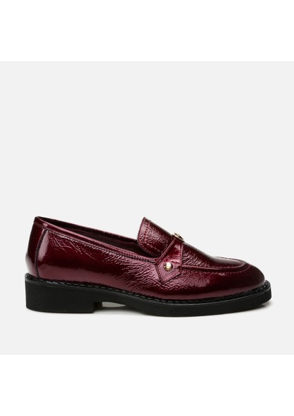 01AYH299450A780 HAKIKI Deri Bordo Kadın Loafer