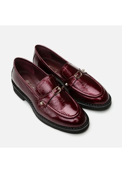 01AYH299450A780 HAKIKI Deri Bordo Kadın Loafer